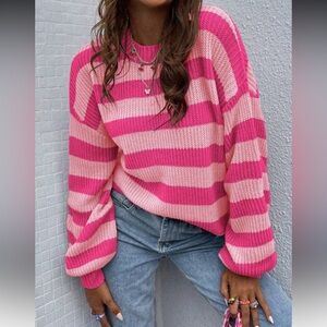 Pink Striped Women's Sweater